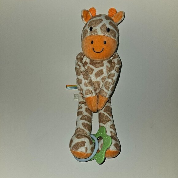 Carter's Giraffe Plush Rattle Crinkle Teether 12" Stuffed Baby Toy Brown Orange - Picture 1 of 9